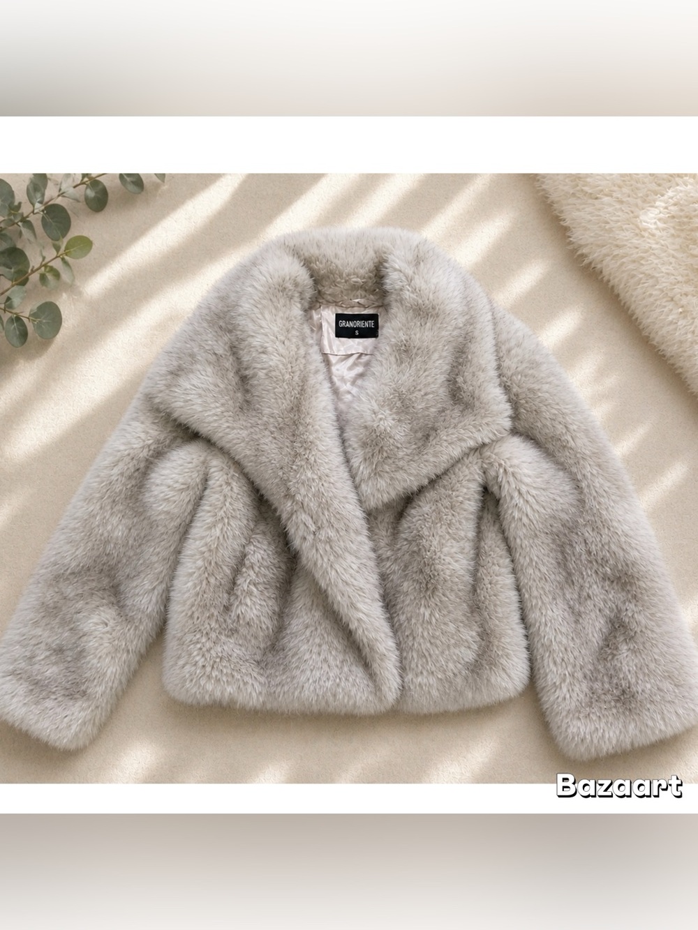 Sz S Gradient Gray/white Luxe Luxury Big Fur Coat Gran Oriente - Picture 3 of 5